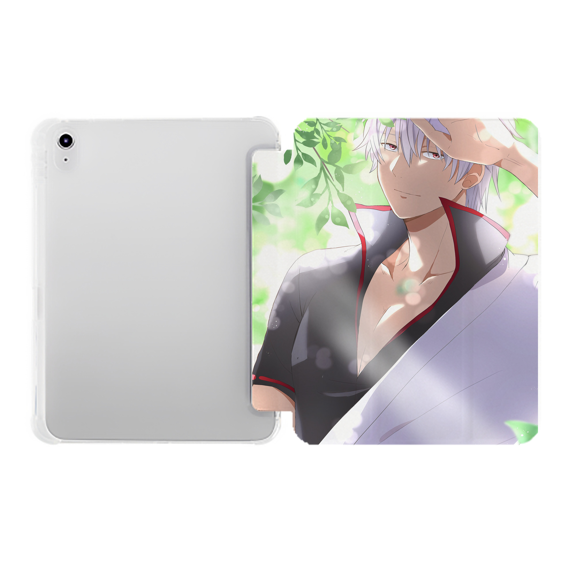 （画像用） ぎんたま 坂田銀時（さかたぎんとき） 神楽 志村新八（しむら しんぱち） GINTAMA Sakata Gintoki Kagura Shimura Shinpachi IPad ケース ペン収納付き 三つ折りスタンド PUレザー×シリコン 対応機種9.5/10.5/10.9インチ
